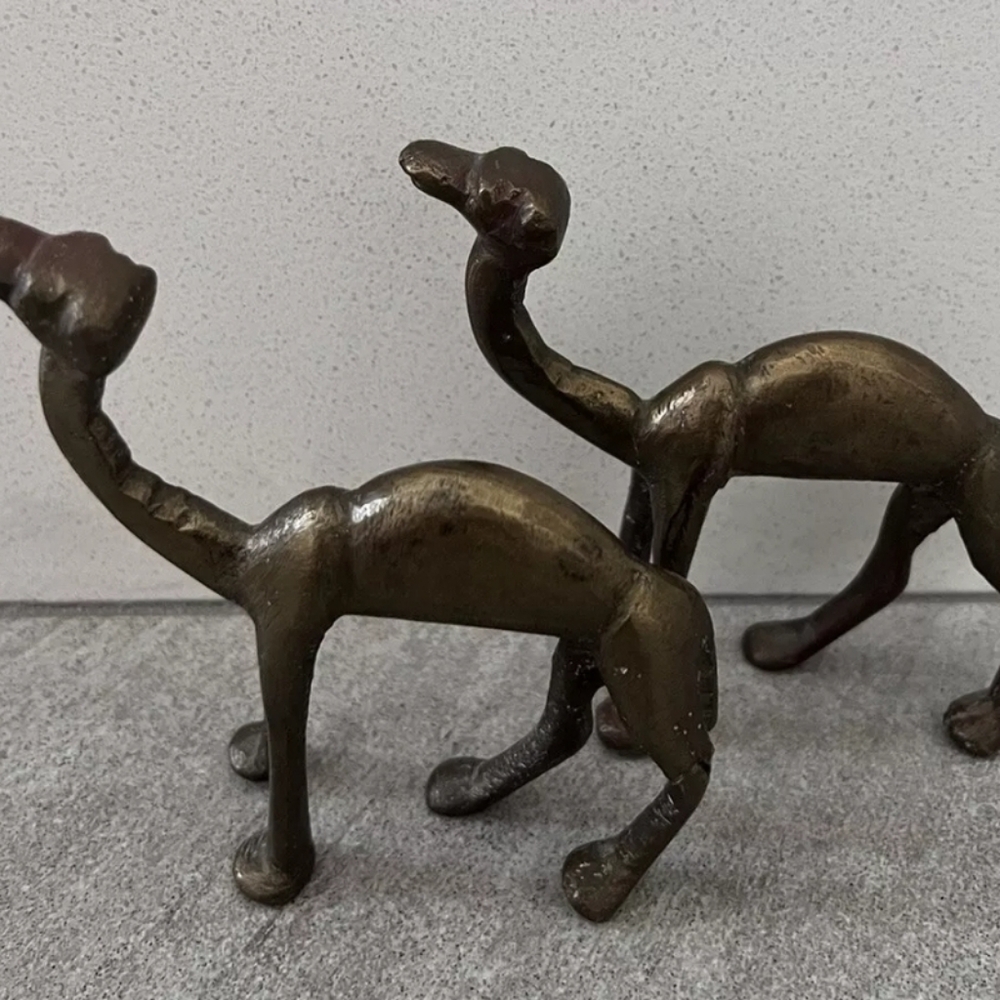 Vintage Brass Camels safari Set Of 2 4.25"